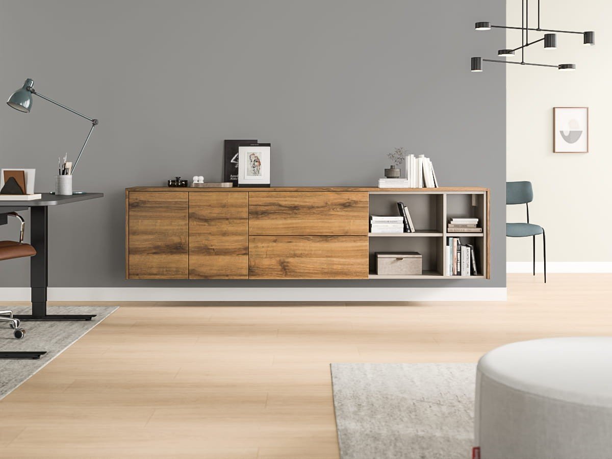 Hängeboard offene und geschlossene Elemente planen mit Schreinerei Reinhardt