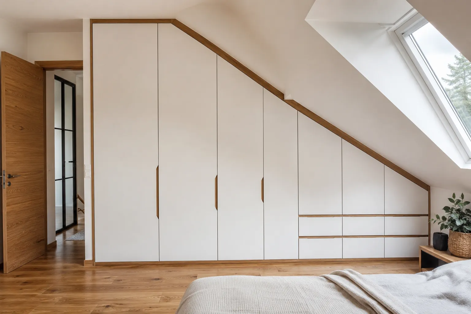 Schrank unter Dachschräge und offene Ankleide nach Maß