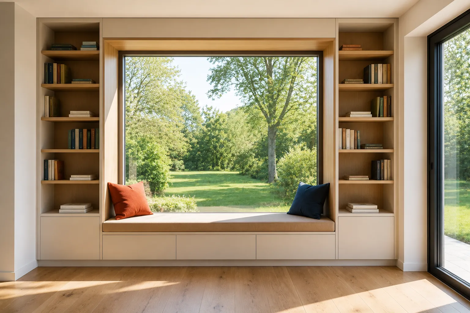 Fensterplatz mit Büchernische nach Maß in Kassel